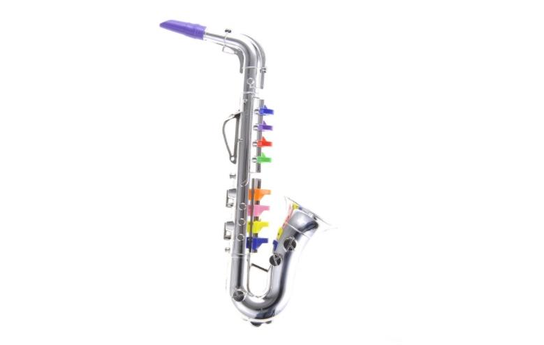 PowerTRC Saxophone with 8 Colored Keys, Metallic Silver